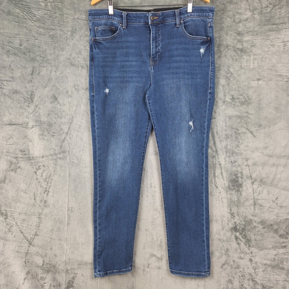 Lularoe Jeans 34 Blue Distressed‎ Simply Comfortable High Rise Stretch Denim